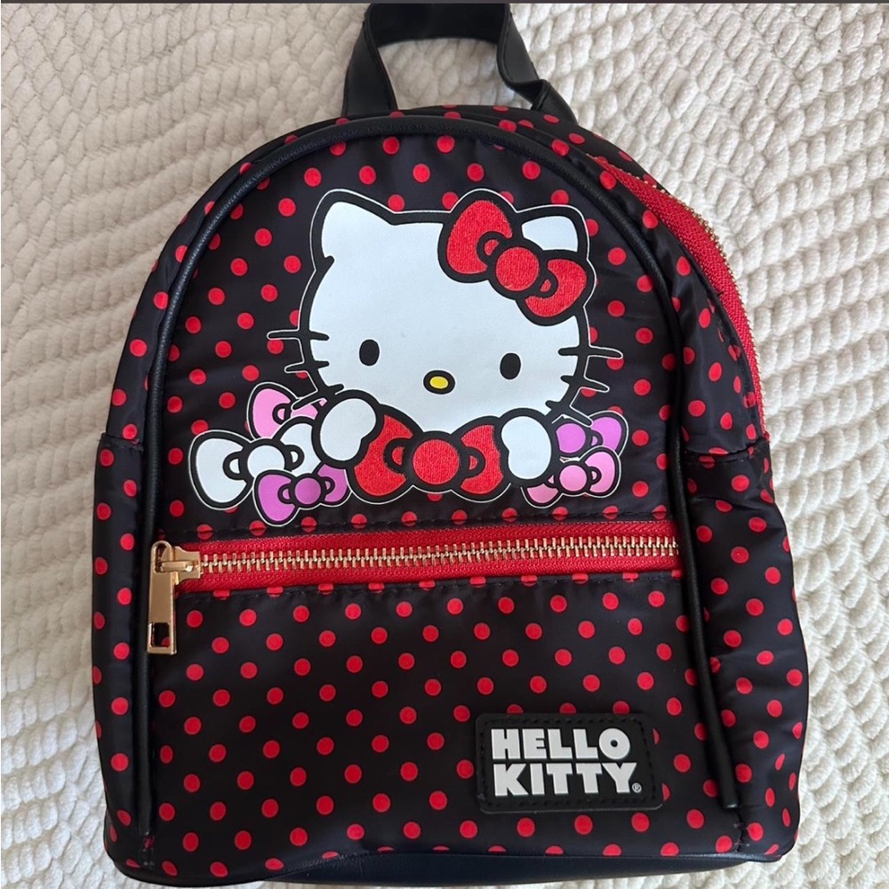 Hello Kitty Polka Dot Kids Backpack - Black and Red